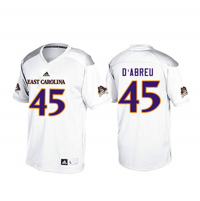 Men #45 Rick D'Abreu ECU Pirates College Football Jerseys Sale-White